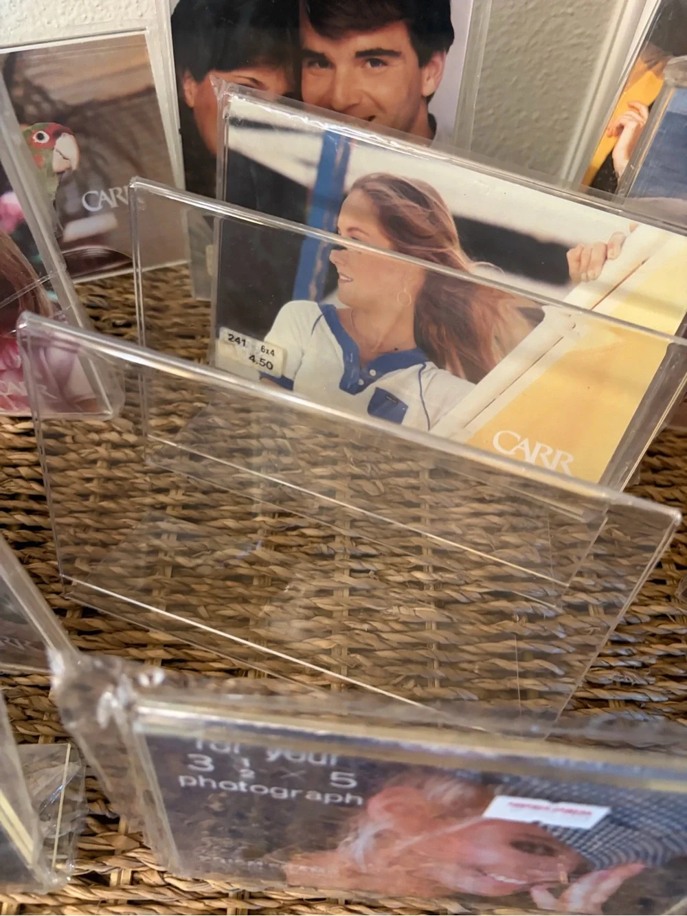 Vintage 1980’s Clear Plastic Picture Frames Sports & School Pictures Magnetic!